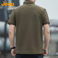 吉普（JEEP）T恤男士短袖夏季Polo商务休闲衫百搭潮牌凉感衣服男装 军绿 L 