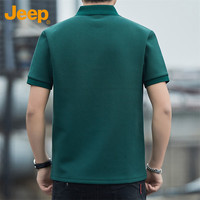 吉普（JEEP）T恤男士短袖春夏季Polo商务休闲衫潮流宽松衣服男装 墨绿 4XL 