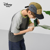 迪士尼童装儿童t恤男童短袖t恤夏季女孩休闲打底衫宝宝时尚半袖上衣 绿灰撞色【男】 110 cm