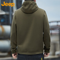 吉普（JEEP）卫衣男春秋季宽松长袖T恤男士潮流重磅连帽衣服男装 军绿 M 