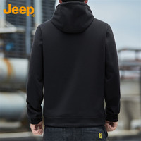 吉普（JEEP）卫衣男春秋季宽松长袖T恤男士潮流重磅连帽衣服男装 黑色 L 