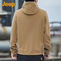 吉普（JEEP）卫衣男春秋季宽松长袖T恤男士潮流重磅连帽衣服男装 深卡其 L 