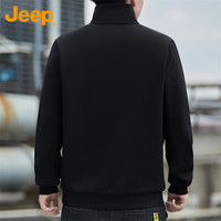 吉普（JEEP）卫衣男春秋季潮流宽松立领长袖T恤男士重磅衣服男装 黑色 XL 