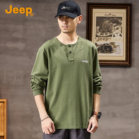 JEEP【100%棉】纯色简约卫衣男2025春季打底衫男休闲长袖T恤