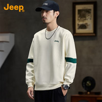 JEEP2025春季款【时尚潮牌男款卫衣】基础百搭上衣圆领套头男士卫衣 杏色 M