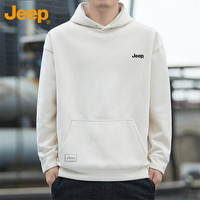 吉普（JEEP）卫衣男春秋季宽松连帽长袖T恤男士潮流重磅衣服男装 杏色 3XL 