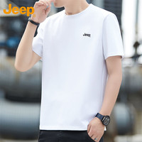 吉普（JEEP）T恤男士短袖春夏季宽松透气凉感潮流圆领上衣服男装 白色 4XL 