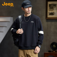 JEEP2025春季款【时尚潮牌男款卫衣】基础百搭上衣圆领套头男士卫衣 黑色 XL