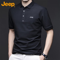 吉普（JEEP）短袖男士T恤夏季polo商务休闲衫凉感潮牌百搭衣服男装 黑色 M 