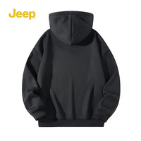 吉普（JEEP）男士连帽卫衣男外套长袖T恤2025春秋季宽松潮流休闲男装 纯黑 L