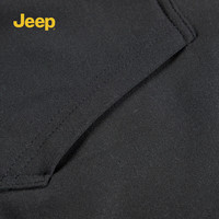 吉普（JEEP）男士连帽卫衣男外套长袖T恤2025春秋季宽松潮流休闲男装 纯黑 3XL