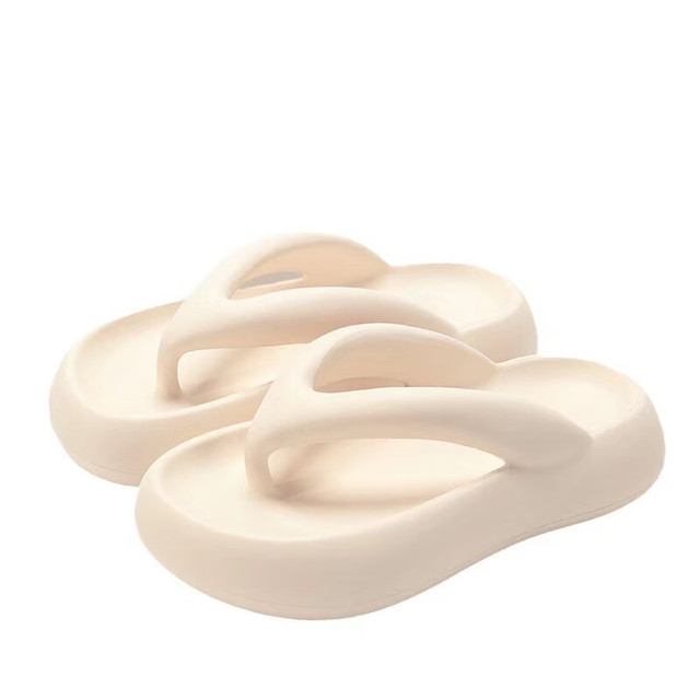 福虹辰 2025防滑凉拖鞋踩屎感防滑厚底潮流ins外穿人字拖女沙滩HD 人字拖-白色 38-39 适合37-38