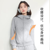 MJ STYLE2025春季休闲慵懒套装连帽修身开衫高腰阔腿裤长裤搭配两件装 麻灰纯色/麻灰纯色