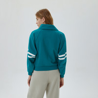 Gap女装秋季LOGO短款法式圈织软卫衣591011美式复古上衣 绿色 170/108A(XL)