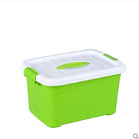 倍亿多 透明收纳箱 塑料衣柜整理箱 桌面有盖收纳盒 小号 28*21*17厘米 国荣纯绿色