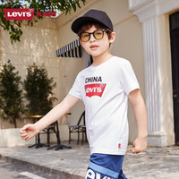 Levi's 李维斯童装男女童速干短袖T恤夏季儿童经休闲短T上衣 明亮白 160 /80 【身高158-170cm】 160/80