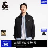 杰克琼斯 杰克·琼斯（JACK&JONES）25年男装春秋款外套男多色商务休闲夹克翻领100%纯棉行政夹克短款 E40黑色 XS