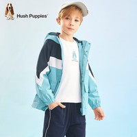 暇步士(Hush Puppies)童装儿童三防春季男女童户外连帽运动保暖风衣 星空蓝 160