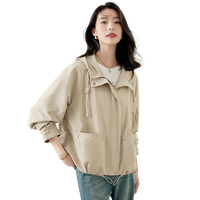 初申春秋短外套女连帽设计精致口袋百搭宽松休闲上衣外套S143U2011