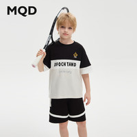 马骑顿（MQD）MQD童装男大童24夏潮酷休闲撞色运动短袖套装 黑色 130cm