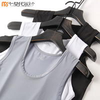 莫代尔男士背心冰丝网孔打底衫纯色运动夏季无袖坎肩宽松速干透气TJ 藏青色 L