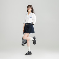 KEIKO 设计感白色V领短袖衬衫女25夏季气质蝴蝶刺绣休闲上衣