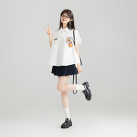 KEIKO 甜系蝴蝶结扎花饰短袖衬衫25夏季学院风小众设计绝美小上衣 M