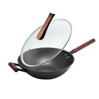 膳魔师家用无涂层炒菜锅铁锅不易粘锅防锈窒氮铁锅炉灶通用IWAB