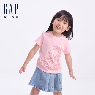 百亿补贴：Gap 大小童同款女童新款纯棉独角兽印花短袖T恤642630