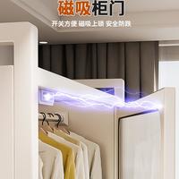 铁艺简易衣柜家用儿童挂衣服储物收纳柜子卧室移动金属衣橱 浅黄色