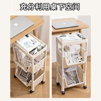 霓峰可移动书架置物架玩具收纳架多层家用小推车带轮落地旋转简易书柜 大号【加厚升级款】四层开口