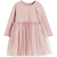 HM童装女婴连衣裙春季舒适薄纱裙摆长袖公主裙1188052