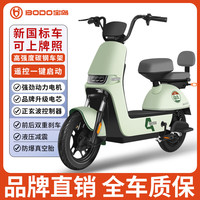 宝岛新国标电动车自行车电瓶车超长续航成人两轮代步车小型踏板车 暖绿色 1.0需要自配电池+充电器+无