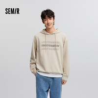 森马 Semir卫衣男校园风宽松抽绳连帽上衣春季时尚字母刺绣插肩袖休闲装 贝壳卡50242 185/104B/XXXL