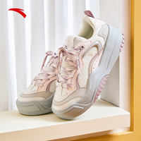 安踏波浪鞋板鞋女鞋小白鞋软底厚底增高潮流百搭复古运动鞋休闲鞋 象牙白/余粉白/一度灰-4 6.5(女37.5)