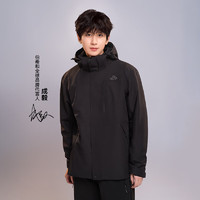 伯希和 PELLIOT 冲锋衣三合一抓绒外套春秋男女户外可拆卸防风防水登山服 曜石黑/两件套 XL