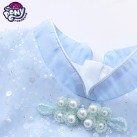 小马宝莉女童时尚连衣裙2024夏装中大童女孩网纱洋气精致裙子 蓝色 120