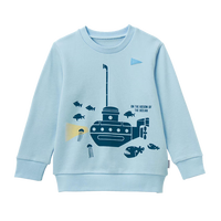 千趣会 SENSHUKAI童装男童卫衣春秋季上衣洋气印花纯棉帅气套头衫儿童卫衣 浅蓝色 150 cm