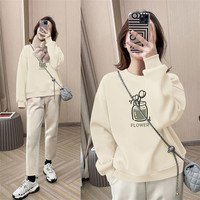 KMV真维斯薄款绿色卫衣女2025早春宽松休闲正肩长袖上衣 丁香紫-水培郁金香 L