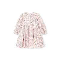 英氏女童裙子长袖春夏透气纯棉女宝碎花裙百搭2025儿童连衣裙 粉底印花