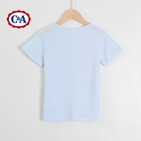 C&A儿童短袖t恤夏装2024夏季撞色 淡蓝 90