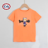 C&A儿童短袖t恤夏装2024夏季撞色 杏黄色 常规 90