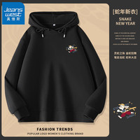 真维斯牛奶丝连帽卫衣女2025年春秋女装潮流时尚休闲简约百搭衣服 黑-全力以赴兔K 2XL