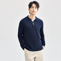 佐丹奴针织衫男装纯棉撞色门筒毛织长袖POLO针织衫 18054612 66 标志军蓝 M