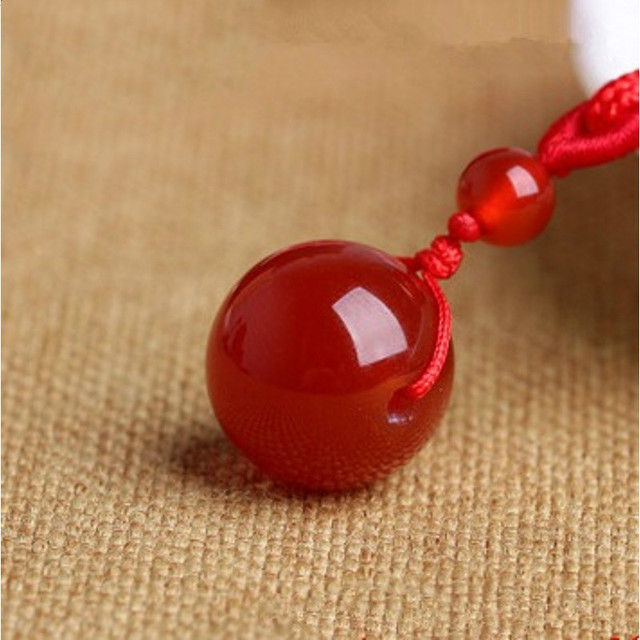 梦逸 红玛瑙项链吊坠 红色吊绳 B款