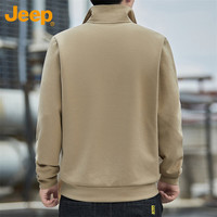 吉普（JEEP）卫衣男春秋季潮流宽松立领长袖T恤男士重磅衣服男装 驼色 M 