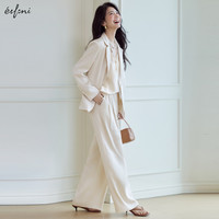 伊芙丽（eifini）伊芙丽仿醋酸面料顺垂正肩亲肤舒适显瘦西装外套女2025春季 米白 西装外套发 L
