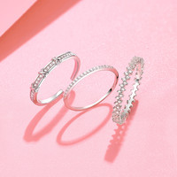 梦金园个性几何银戒指叠戴指环简约素圈波浪戒高级感 时尚款（闭口素圈戒） 16号