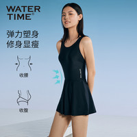 WaterTime 小黑裙游泳衣女款保守连体显瘦遮肚2025冬季裙式 M 海军蓝【同款！】