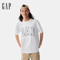 Gap男女装2025春季纯棉印花logo短袖T恤宽松休闲上衣725617 白色 S (165/88A) 亚洲尺码